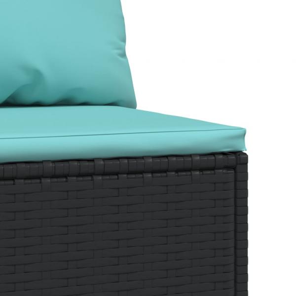 Garten-Mittelsofa mit Kissen Schwarz Poly Rattan