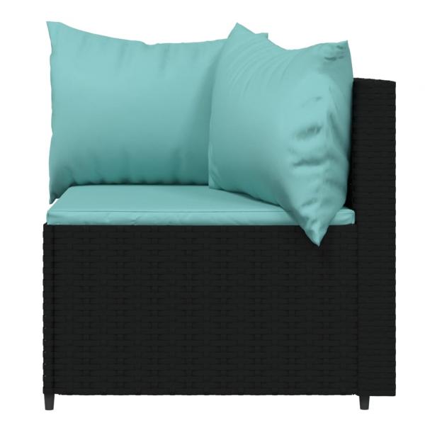 Garten-Ecksofas mit Kissen 2 Stk. Schwarz Poly Rattan