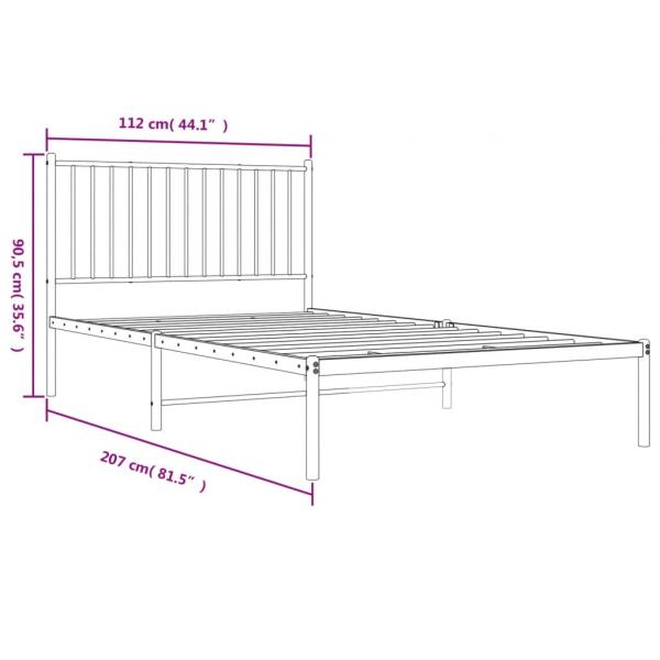 Bettgestell mit Kopfteil Metall Weiß 107x203 cm