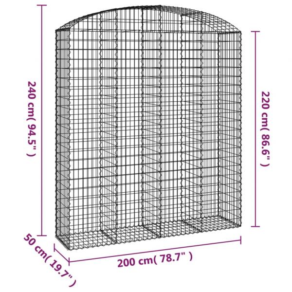 Gabione mit Hochbogen 200x50x220/240 cm Verzinktes Eisen