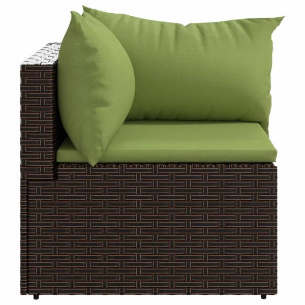 Garten-Ecksofa mit Kissen Braun Poly Rattan