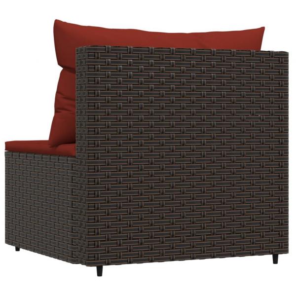 Garten-Mittelsofa mit Kissen Braun Poly Rattan