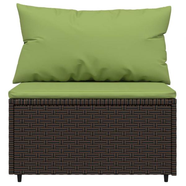 3-tlg. Garten-Lounge-Set mit Kissen Braun Poly Rattan