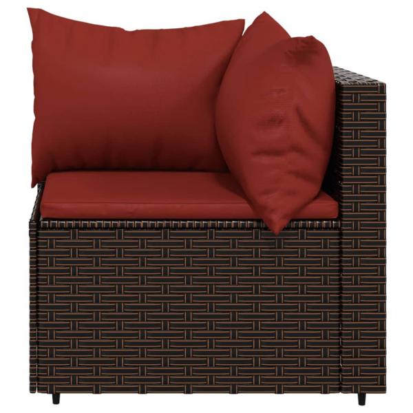 4-tlg. Garten-Lounge-Set mit Kissen Braun Poly Rattan