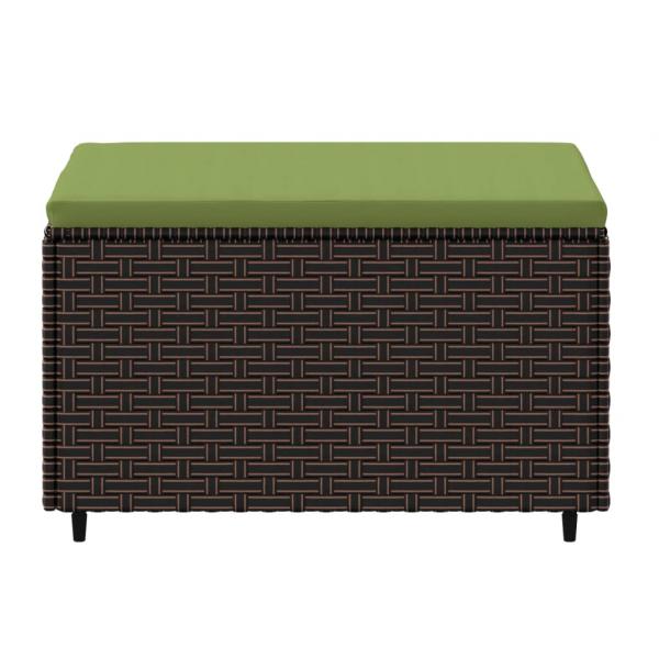 Gartenhocker mit Kissen Braun Poly Rattan