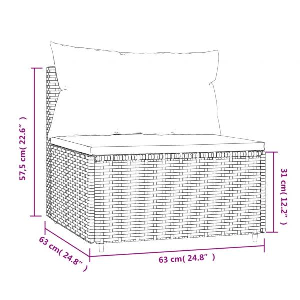 Garten-Mittelsofa mit Kissen Braun Poly Rattan