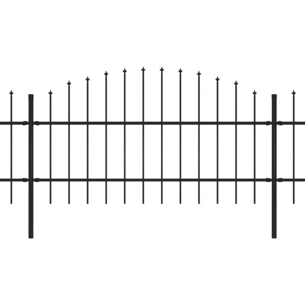 Gartenzaun mit Speerspitzen Stahl (0,75 - 1) x 6,8 m Schwarz