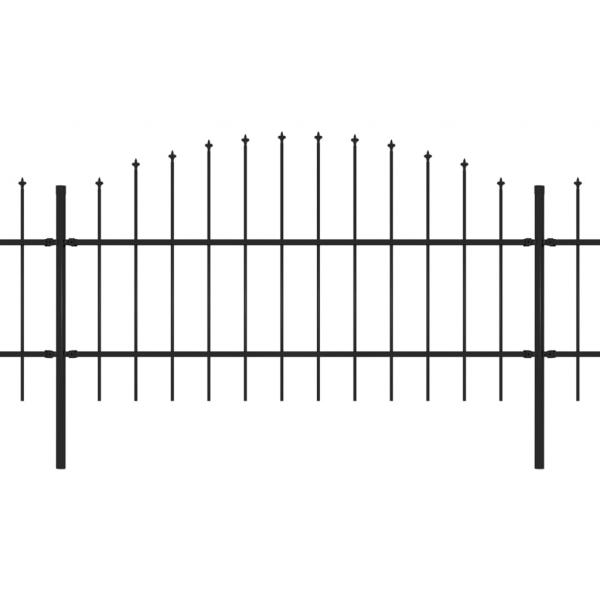 Gartenzaun mit Speerspitzen Stahl (0,75 - 1) x 5,1 m Schwarz