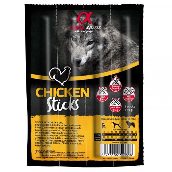 ARDEBO.de alpha spirit Dog Stick Huhn 4er Pack