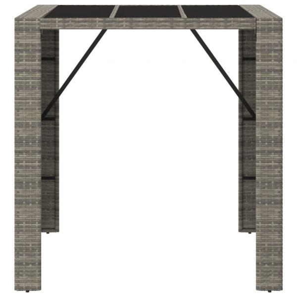 Bartisch mit Glasplatte Grau 105x80x110 cm Poly Rattan