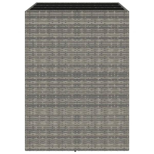 Bartisch mit Glasplatte Grau 105x80x110 cm Poly Rattan