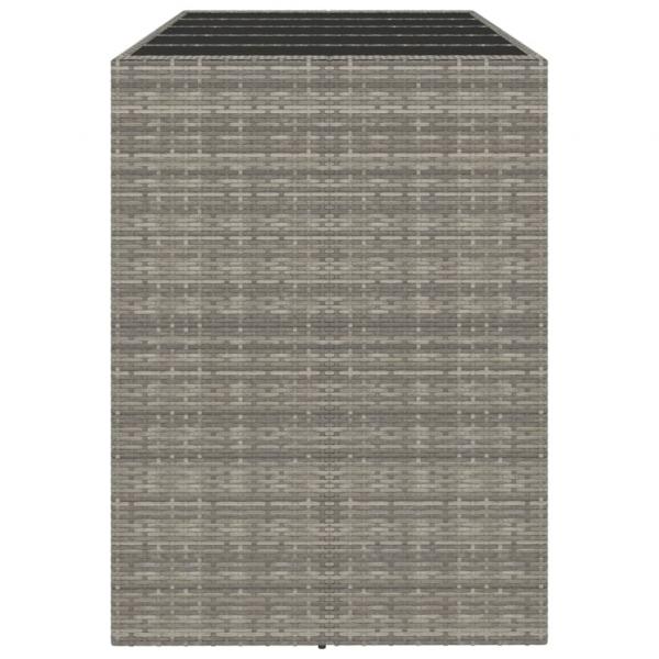 Bartisch mit Glasplatte Grau 185x80x110 cm Poly Rattan