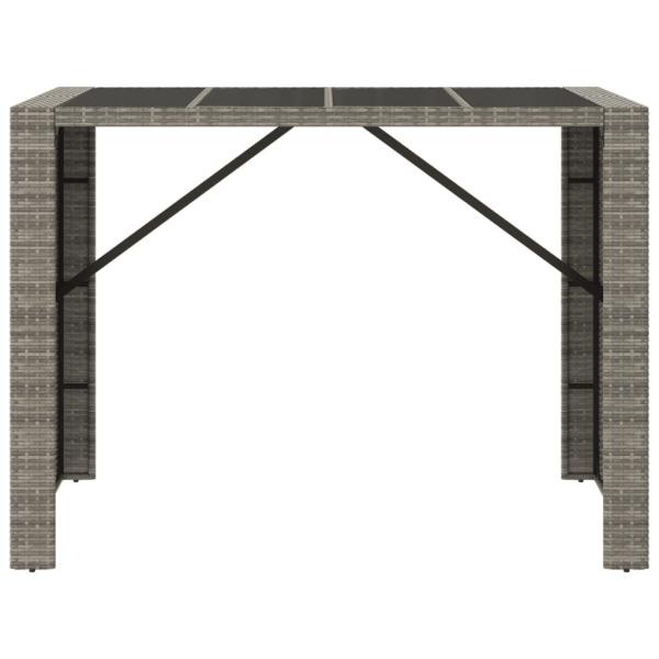 Bartisch mit Glasplatte Grau 145x80x110 cm Poly Rattan