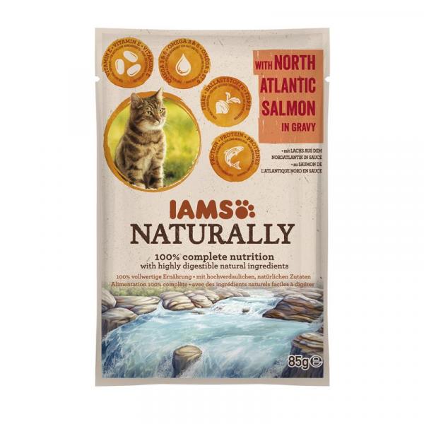 ARDEBO.de IAMS Naturally Adult Nassfutter PB 85g Nordatlantik Lachs in Sauce 