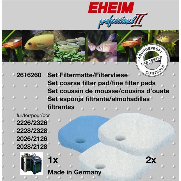 ARDEBO.de EHEIM Set 1 x Filtermatte & 2 x Filtervlies für 2026-2128 professionel II & 2226-2328