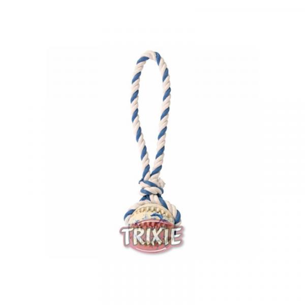 ARDEBO.de Trixie Naturgummiball am Seil  7 cm 24 cm