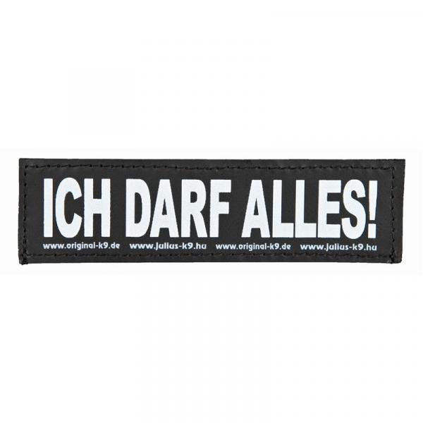 ARDEBO.de 2 Julius-K9 Klettsticker ICH DARF ALLES