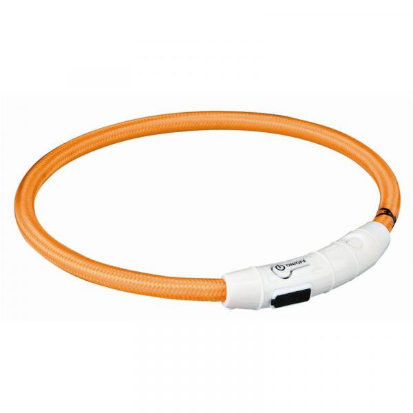 ARDEBO.de Trixie Flash Leuchtring USB orange  M-L 45 cm/7 mm