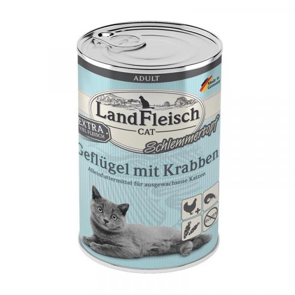 ARDEBO.de LandFleisch Cat Adult Schlemmertopf mit Geflügel & Krabben 400 g