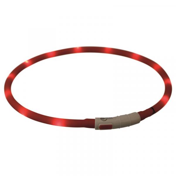 ARDEBO.de Trixie Flash Leuchtring USB rot XS-XL 70 cm / 10 mm