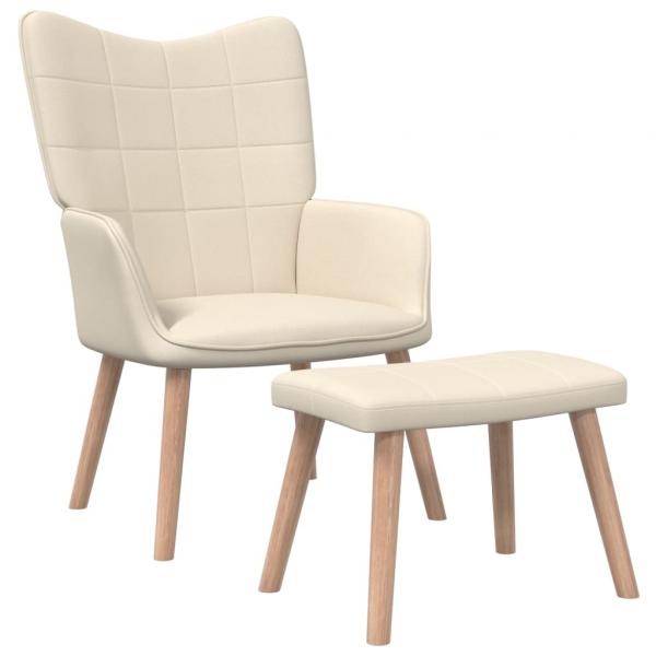 Relaxsessel mit Hocker Creme Stoff