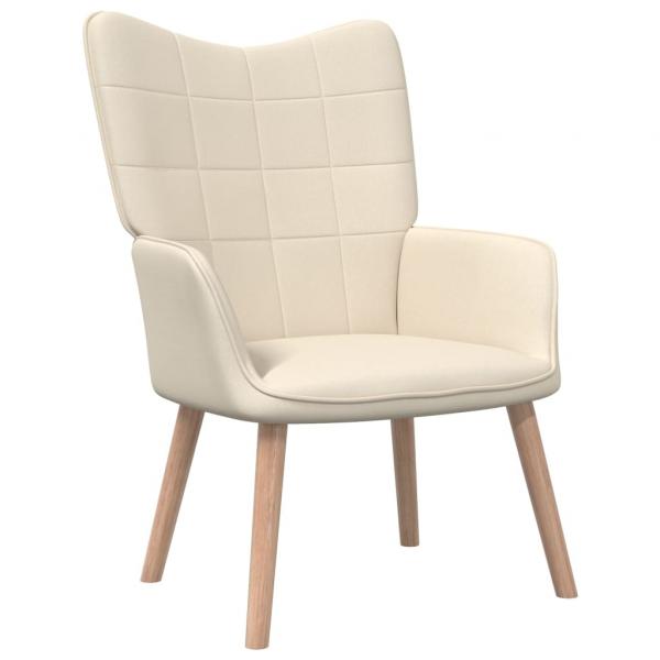 Relaxsessel mit Hocker Creme Stoff