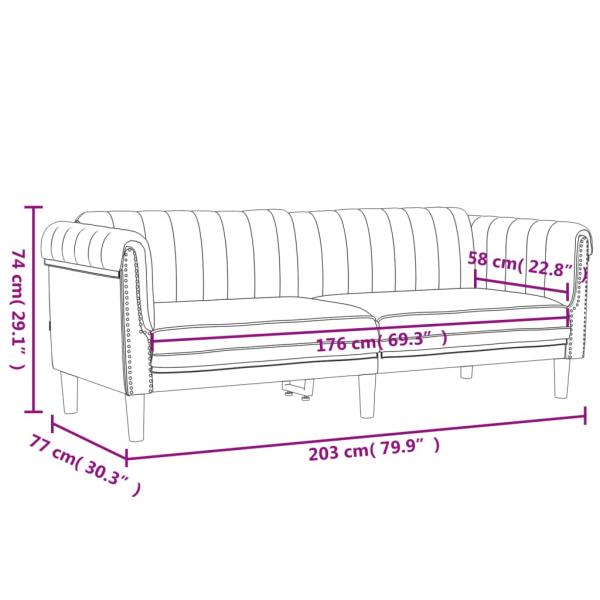 Sofa 3-Sitzer Gelb Samt