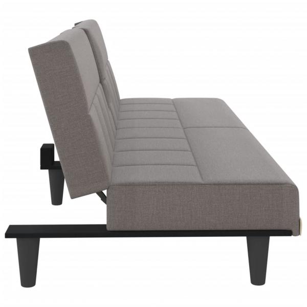 Schlafsofa mit Getränkehaltern Taupe Stoff