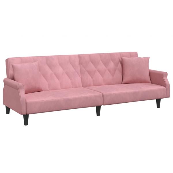 Schlafsofa mit Armlehnen Rosa Samt