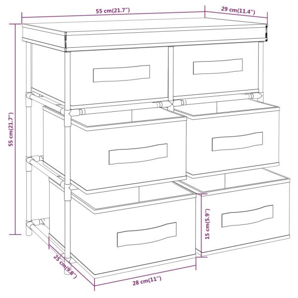 Aufbewahrungsschrank mit 6 Schubladen 55×29×55 cm Schwarz Stahl