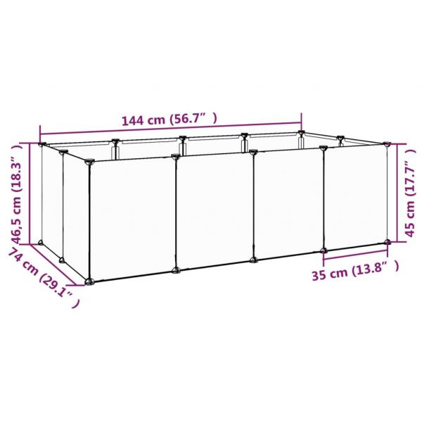 Kleintierkäfig Schwarz 144x74x46,5 cm PP und Stahl