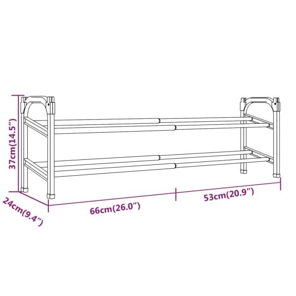 Schuhregal mit 2 Ablagen Ausziehbar 119x24x37 cm