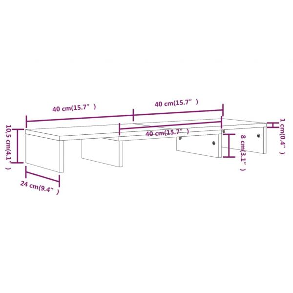 Monitorständer Weiß 80x24x10,5 cm Massivholz Kiefer