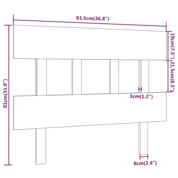 Kopfteil Grau 93,5x3x81 cm Massivholz Kiefer