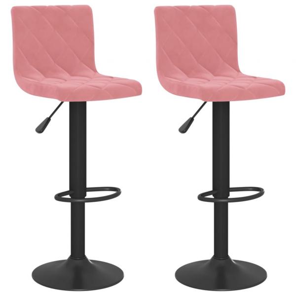 Barhocker 2 Stk. Rosa Samt