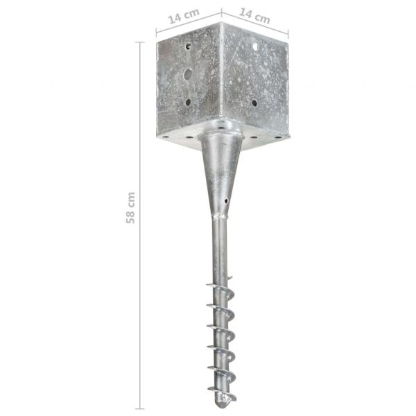 Erdspieße 2 Stk. Silbern 14×14×58 cm Verzinkter Stahl