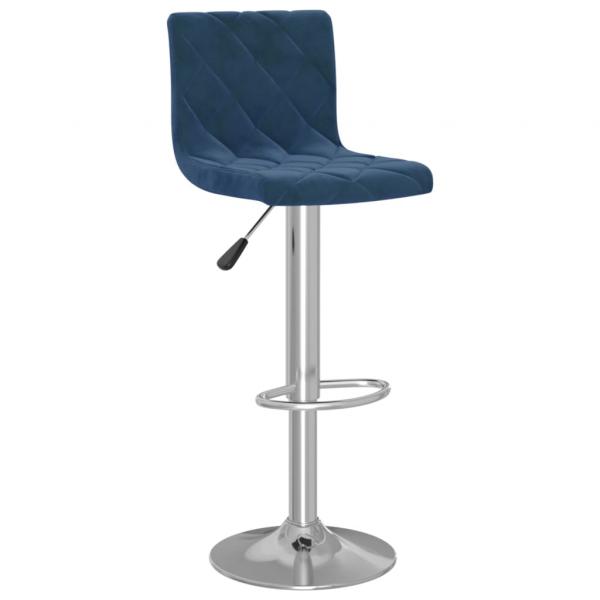 Barhocker 2 Stk. Blau Samt