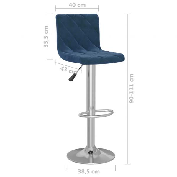 Barhocker 2 Stk. Blau Samt