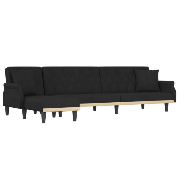 Schlafsofa in L-Form Schwarz 271x140x70 cm Samt