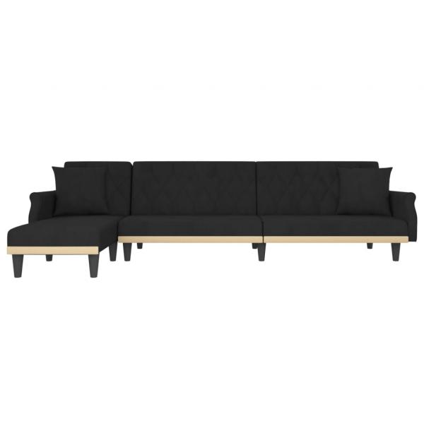 Schlafsofa in L-Form Schwarz 271x140x70 cm Samt