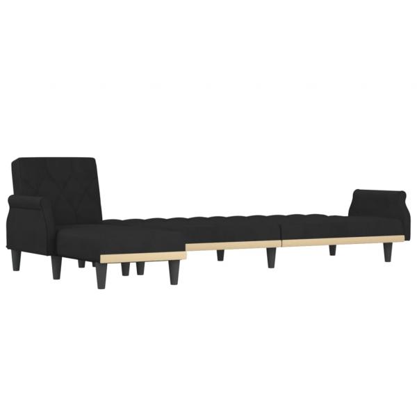 Schlafsofa in L-Form Schwarz 271x140x70 cm Samt