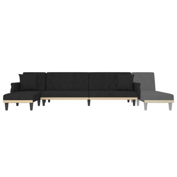 Schlafsofa in L-Form Schwarz 271x140x70 cm Samt