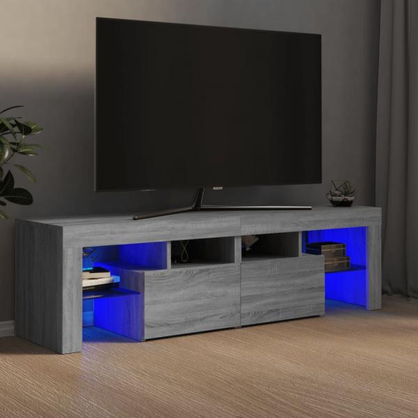 ARDEBO.de - TV-Schrank mit LED-Leuchten Grau Sonoma 140x36,5x40 cm