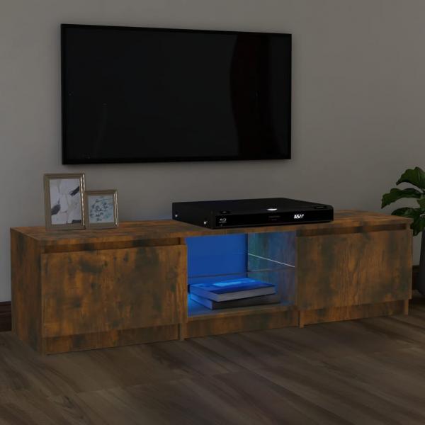 ARDEBO.de - TV-Schrank mit LED-Leuchten Räuchereiche 140x40x35,5 cm