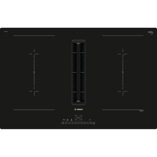 ARDEBO.de Bosch PVQ811GA6 SET GA60 (PVQ811F15E + HEZ9VDSB4) Induktionskochfeld mit Dunstabzug, 80 cm, CombiZone, PowerBoost, schwarz