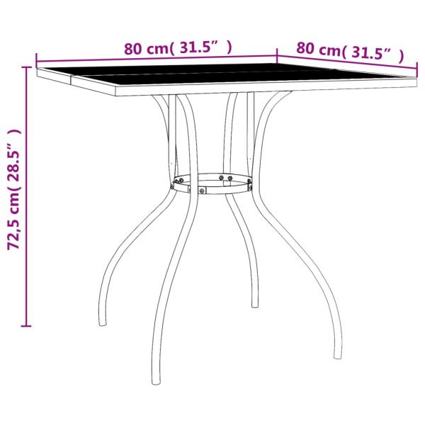 Gartentisch Anthrazit 80x80x72,5 cm Stahlgeflecht