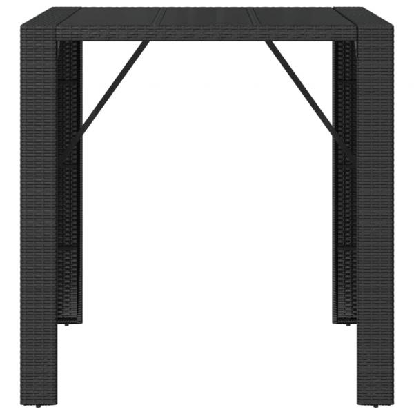 Bartisch mit Glasplatte Schwarz 105x80x110 cm Poly Rattan