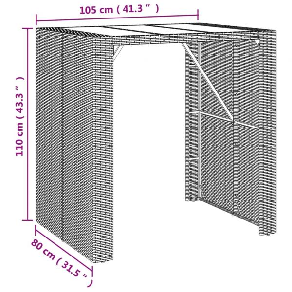 Bartisch mit Glasplatte Schwarz 105x80x110 cm Poly Rattan