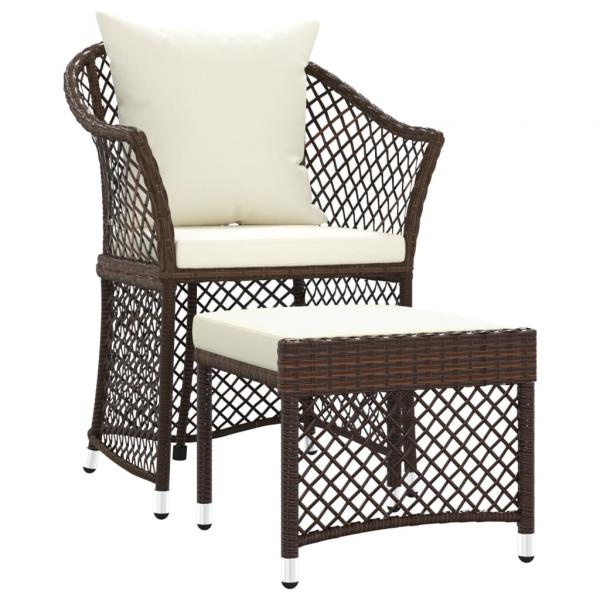 2-tlg. Garten-Lounge-Set mit Kissen Braun Poly Rattan