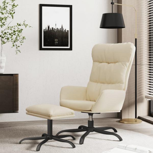 ARDEBO.de - Relaxsessel mit Hocker Creme Stoff